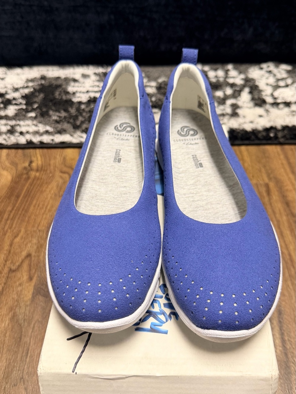 Cloudsteppers by Clarks Women's Perforated Royal Blue Slip-On Flats